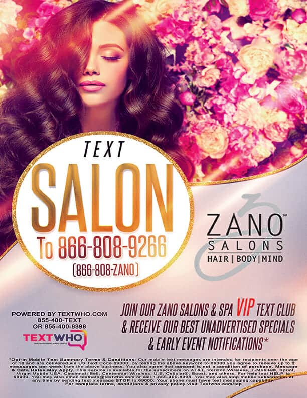 Sign Up For Zano Salons Text Marketing